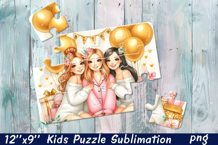 Girlfriends, party Puzzle Design. Girl puzzle sublimation