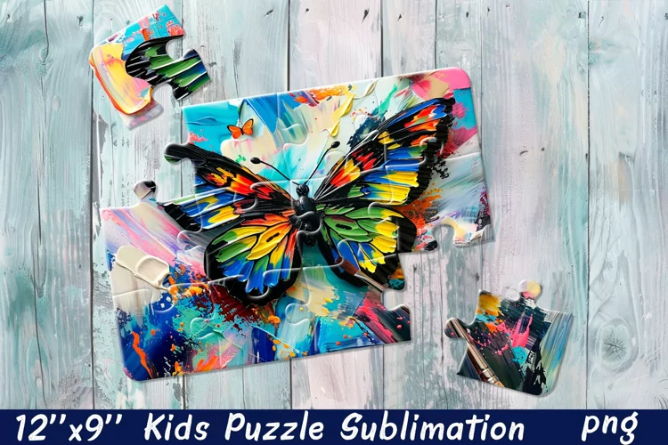 Butterfly in flowers| Summer Flower Sublimation Puzzle