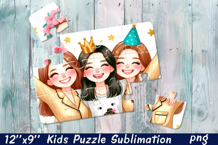 Girlfriends, party Puzzle Design. Girl puzzle sublimation