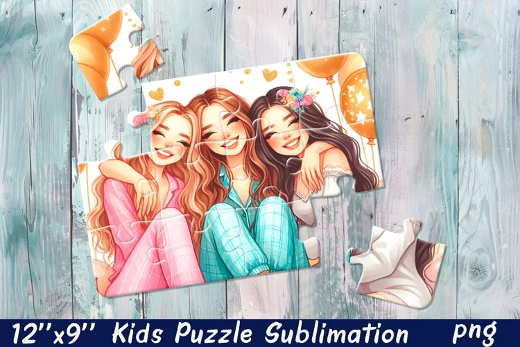 Girlfriends, party Puzzle Design. Girl puzzle sublimation