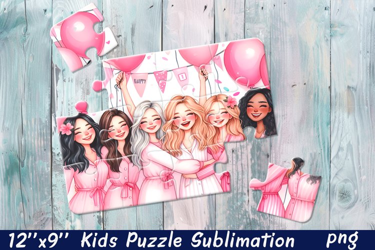 Girlfriends, party Puzzle Design. Girl puzzle sublimation example image 1