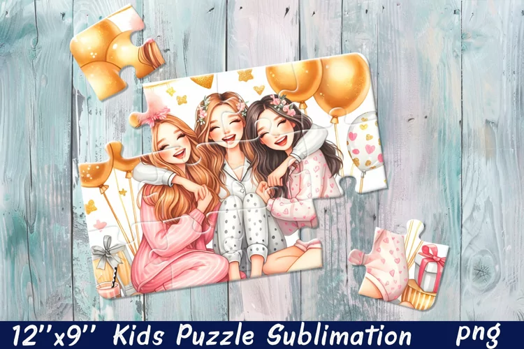 Girlfriends, party Puzzle Design. Girl puzzle sublimation