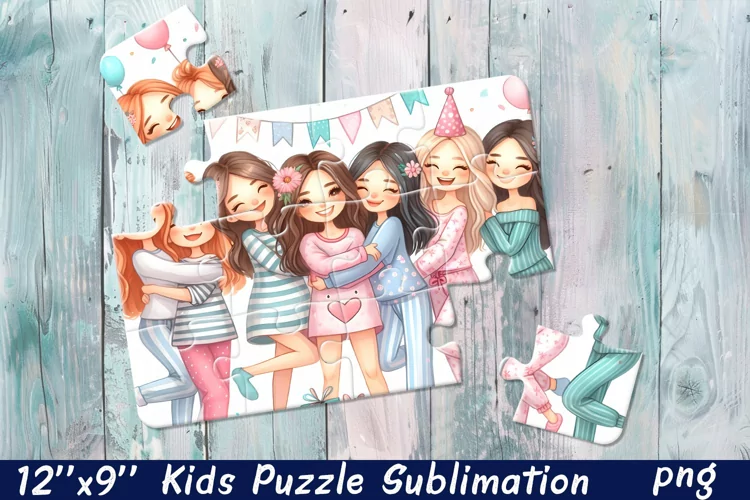 Girlfriends, party Puzzle Design. Girl puzzle sublimation