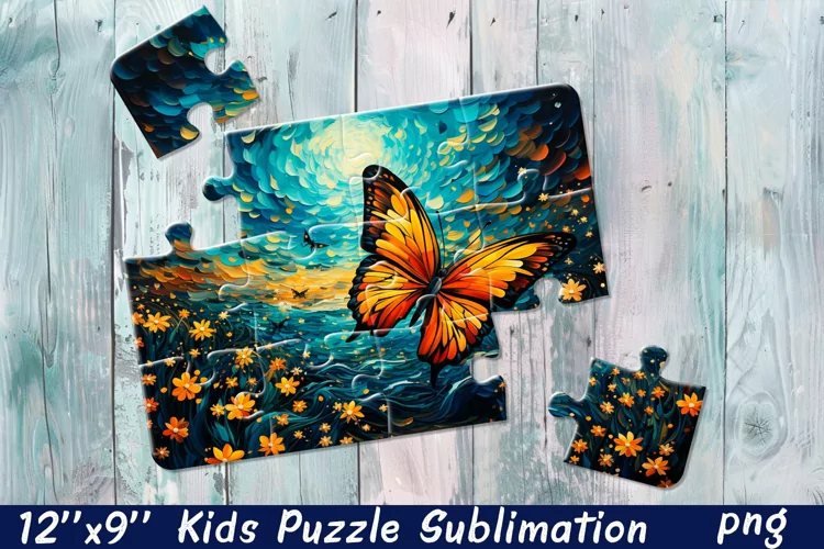 Butterfly in flowers| Summer Flower Sublimation Puzzle
