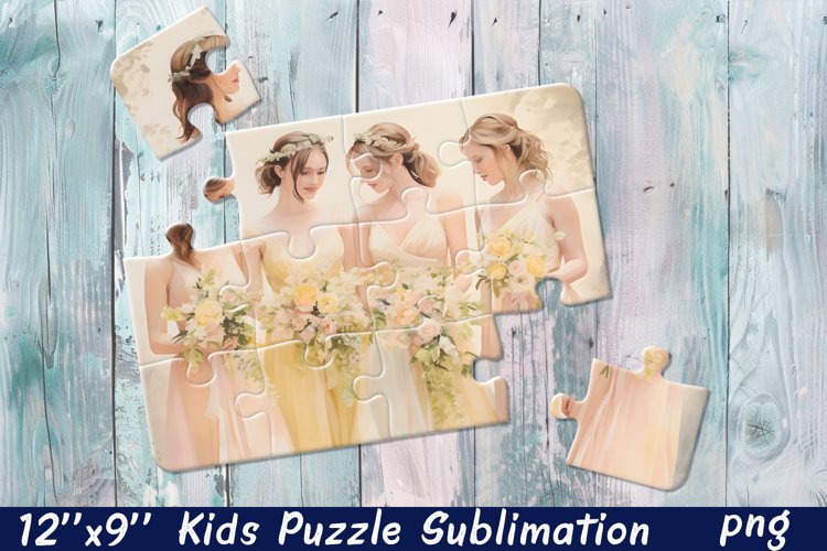 Girl Puzzle Design. Young woman Puzzle Sublimation example image 1