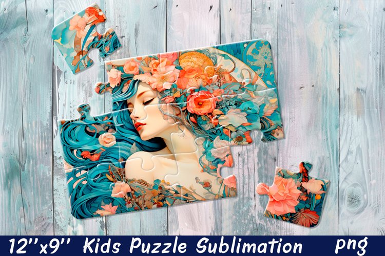 Girl Puzzle Design. Young woman Puzzle Sublimation