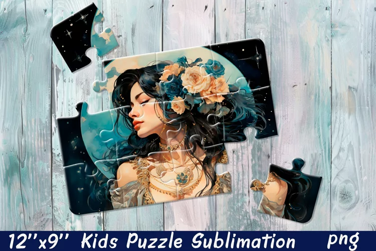 Girl Puzzle Design. Young woman Puzzle Sublimation