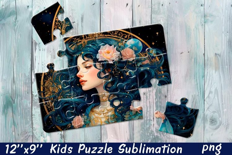 Girl Puzzle Design. Young woman Puzzle Sublimation