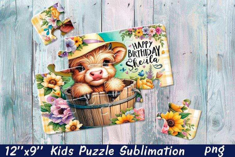 Cute Cow Sublimation For Puzzle | Fall Cow Puzzle