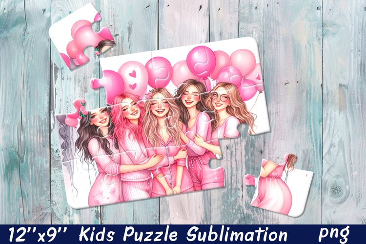 Girlfriends, party Puzzle Design. Girl puzzle sublimation example image 1