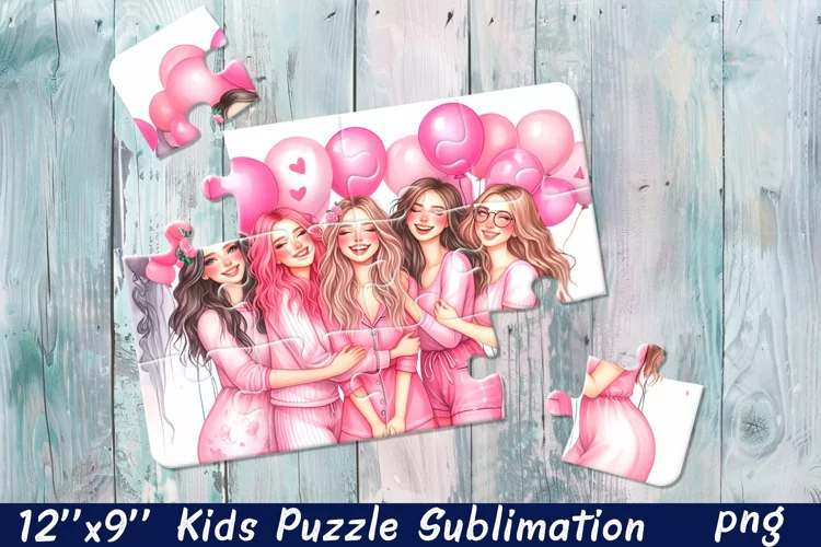 Girlfriends, party Puzzle Design. Girl puzzle sublimation