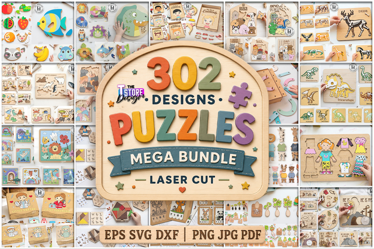 Puzzles Mega Bundle Laser Cut | Kids Laser | Montessori SVG