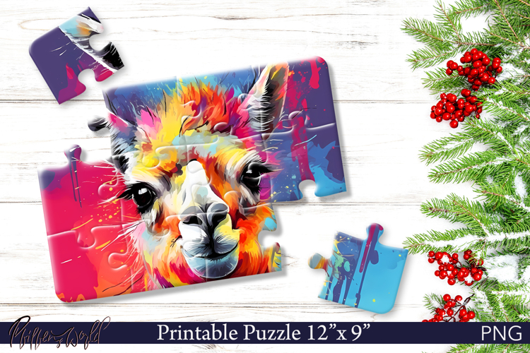 Colorful Llama Puzzle PNG | Bright Animal Sublimation
