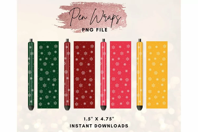 Christmas Snowflakes Pen Wrap Design Printable Waterslide