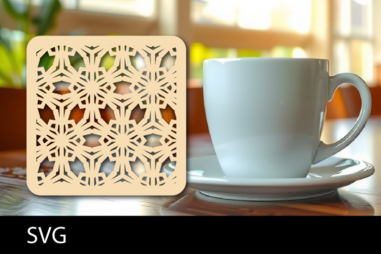 Lasercut Coasters ornament, Coffee coaster snowflake svg