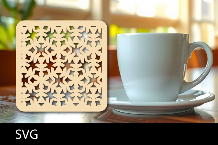 Lasercut Coasters ornament, Coffee coaster snowflake svg