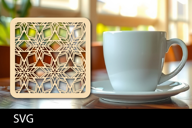 Lasercut Coasters ornament, Coffee coaster snowflake svg