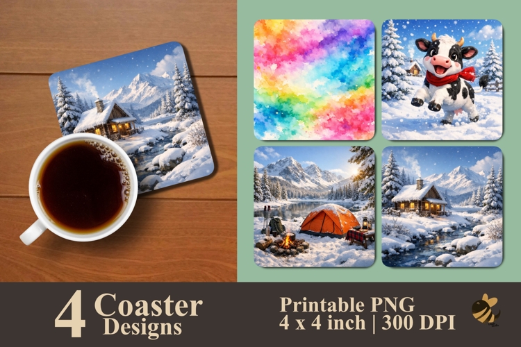 Cold Day Coaster Sublimation Design
