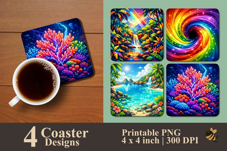 Tropical Spectrum Coaster Sublimation Design
