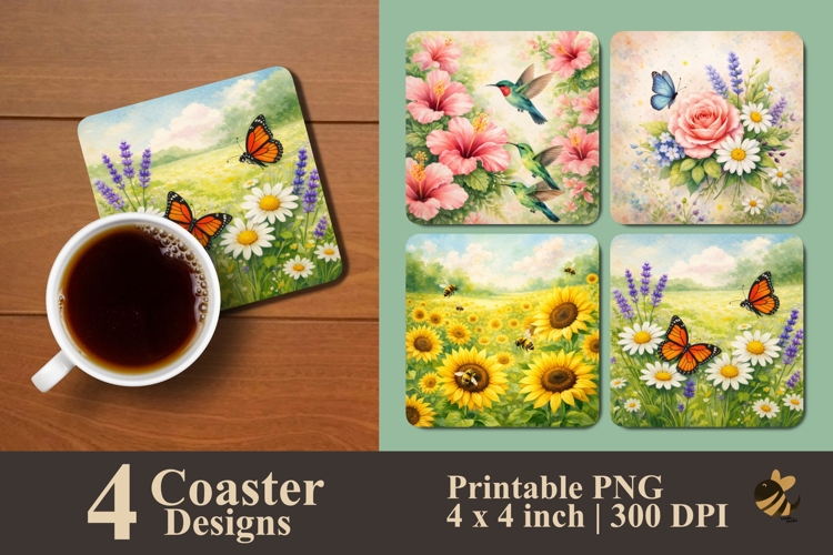 Springtime Bloom Collection Coaster Sublimation Design
