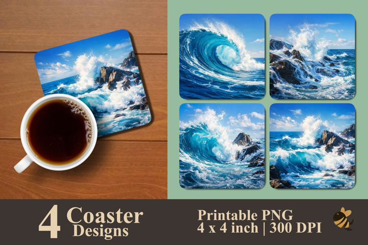 Ocean Horizon Collection Coaster Sublimation Designs