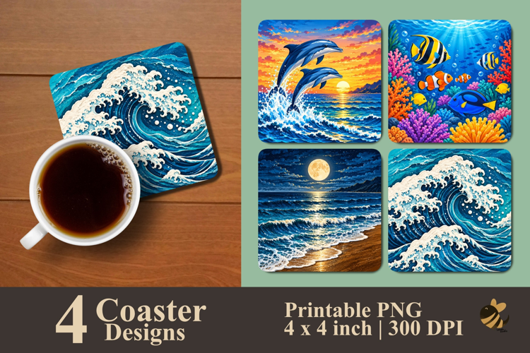 Ocean Wonders Coaster Sublimation Designs