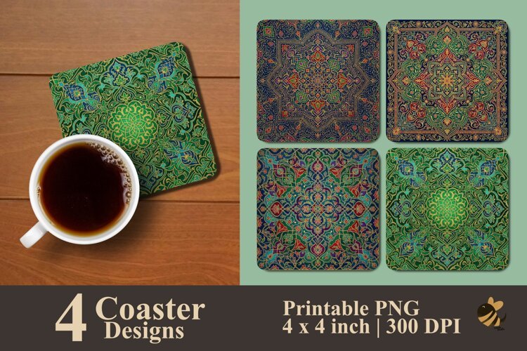 Luxury Mandala Coaster Sublimation Designs example image 1
