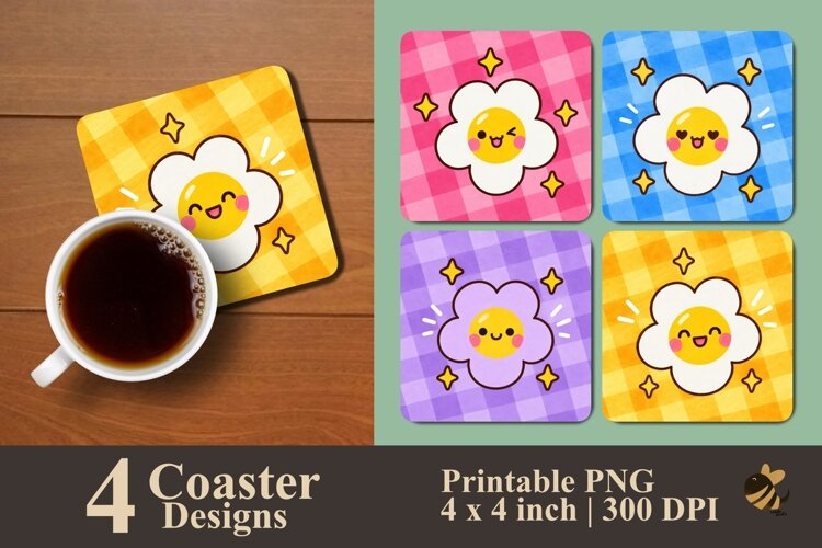 Joyful Blossom Collection Coaster Sublimation Designs example image 1
