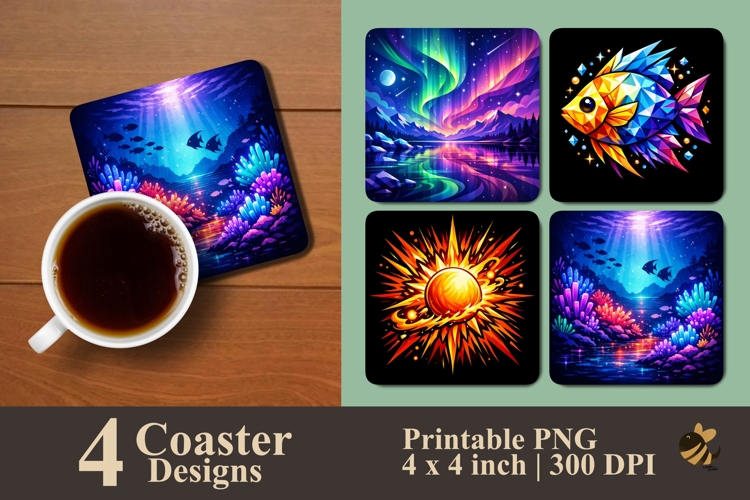 Aurora Depths Coaster Sublimation Design