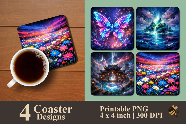 Natural Fantasy Coaster Sublimation Design