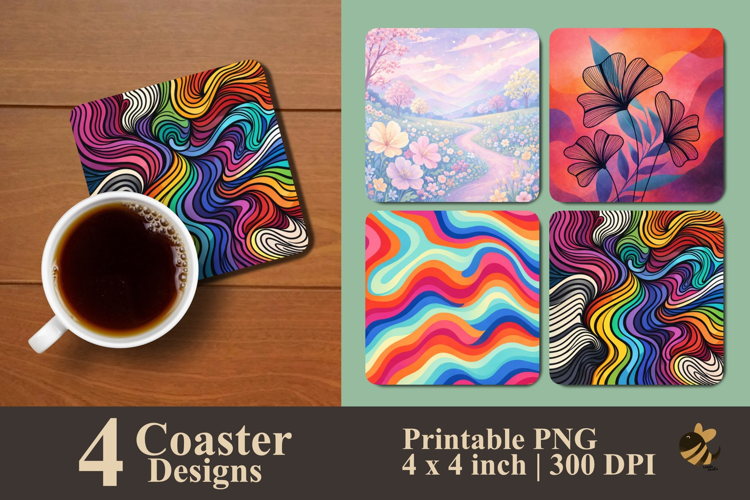 Color Symphony Coaster Sublimation Design