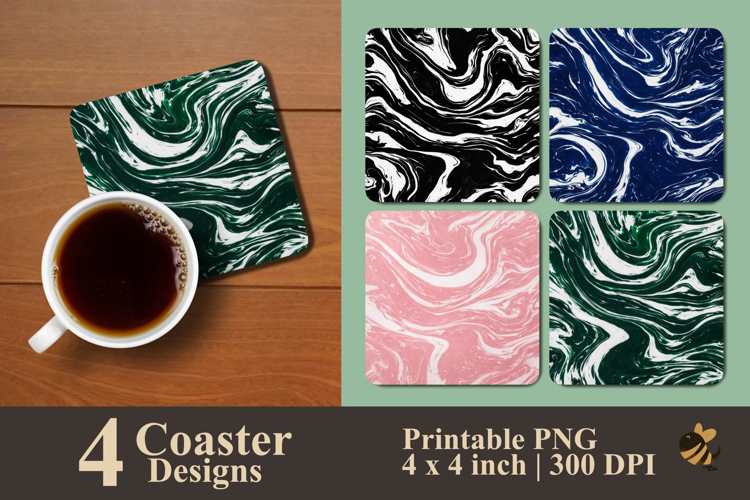 Elegant Marble Series Coaster Sublimation Designs
