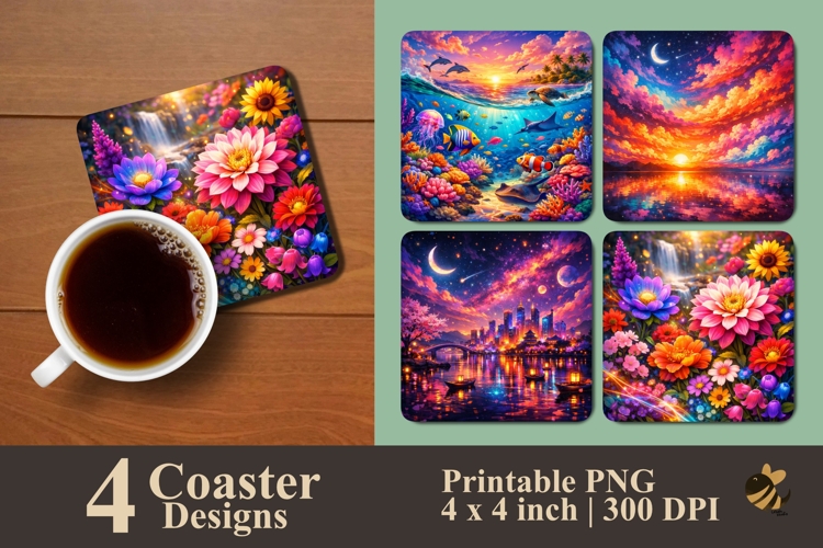 Color Symphony Coaster Sublimation Design