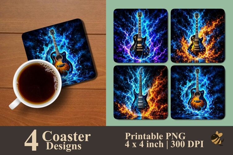 Strings of Lightning Designs Coaster Sublimation Designs example image 1
