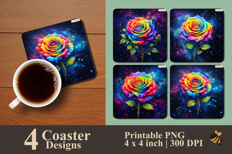 Colorfu Rose Collection Coaster Sublimation Designs example image 1