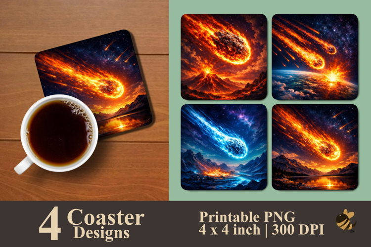 Meteor Glow Collection Coaster Sublimation Designs
