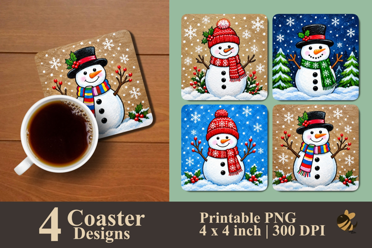 Snowman Wonderland Series Coaster Sublimation Designs