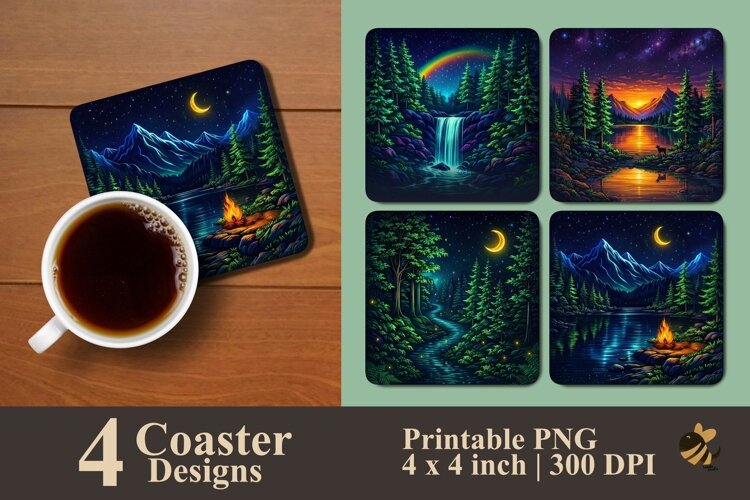 Cool Nature Coaster Sublimation Designs example image 1