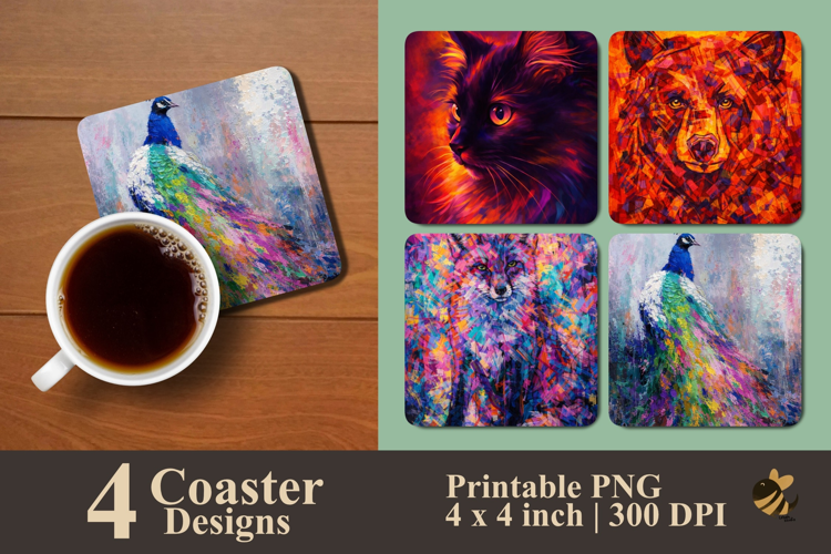 Wild Colors Coaster Sublimation Design