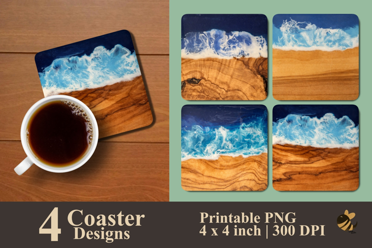 Ocean Wave Serenity Coaster Sublimation Design