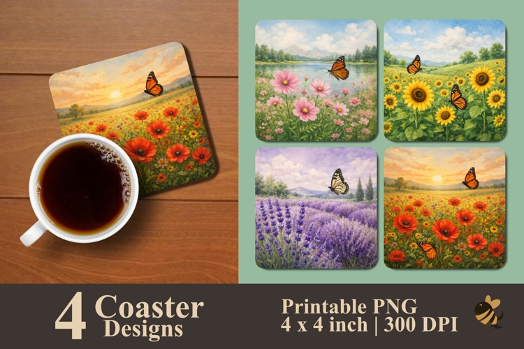 Butterfly Garden Realms Coaster Sublimation Designs