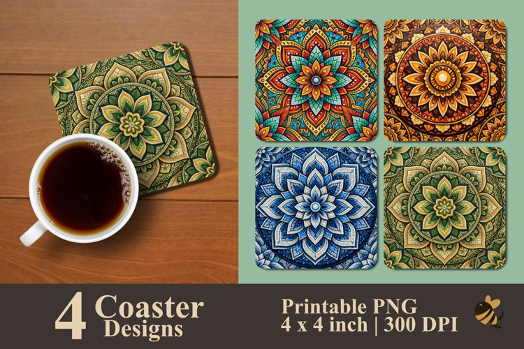 Color Harmony Mandalas Coaster Sublimation Designs