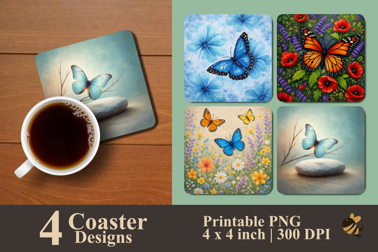 Butterfly Journey Coaster Sublimation Designs