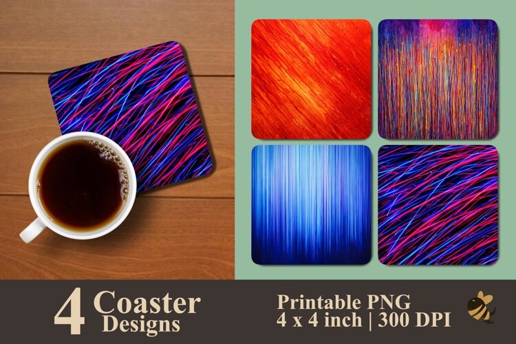 Neon Horizons Coaster Sublimation Design example image 1