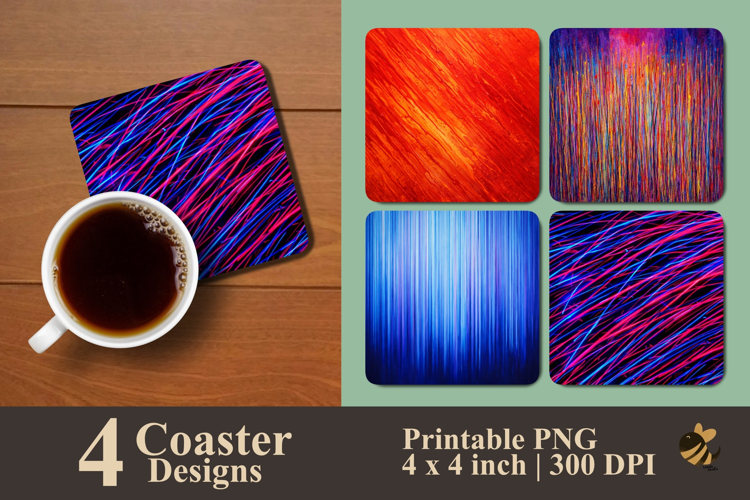 Neon Horizons Coaster Sublimation Design