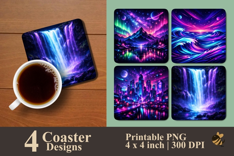 Cosmic Fantasy Coaster Sublimation Design
