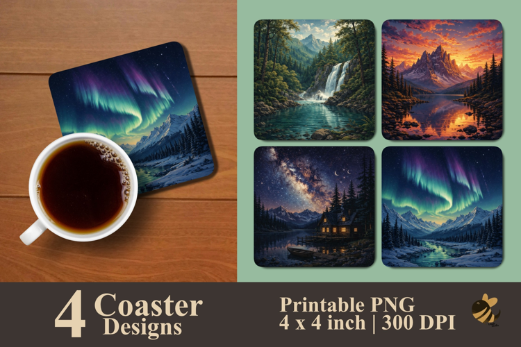 Nature’s Serenity Collection Coaster Sublimation Design