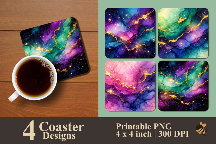 Nebula Splash Series Coaster Sublimation Designs