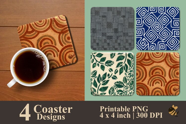 Modern Abstract Ethnic Coaster Sublimation Designs example image 1