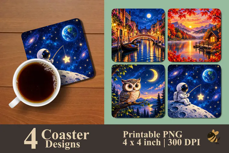 Whimsical Fantasy Art Coaster Sublimation Designs